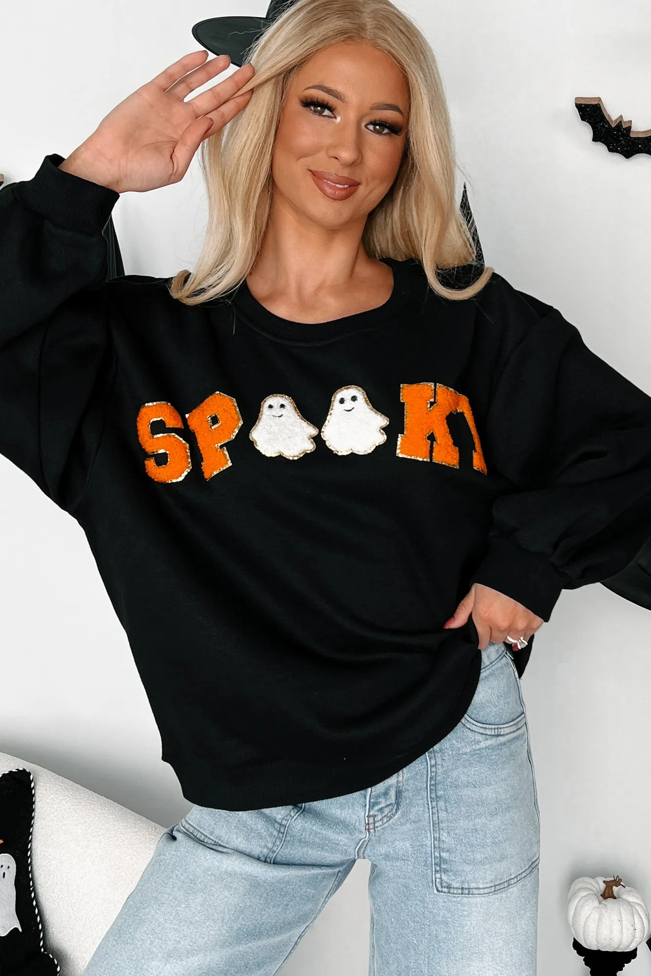 Spook-tacular Friends "Spooky" Patch Sweatshirt (Black)
