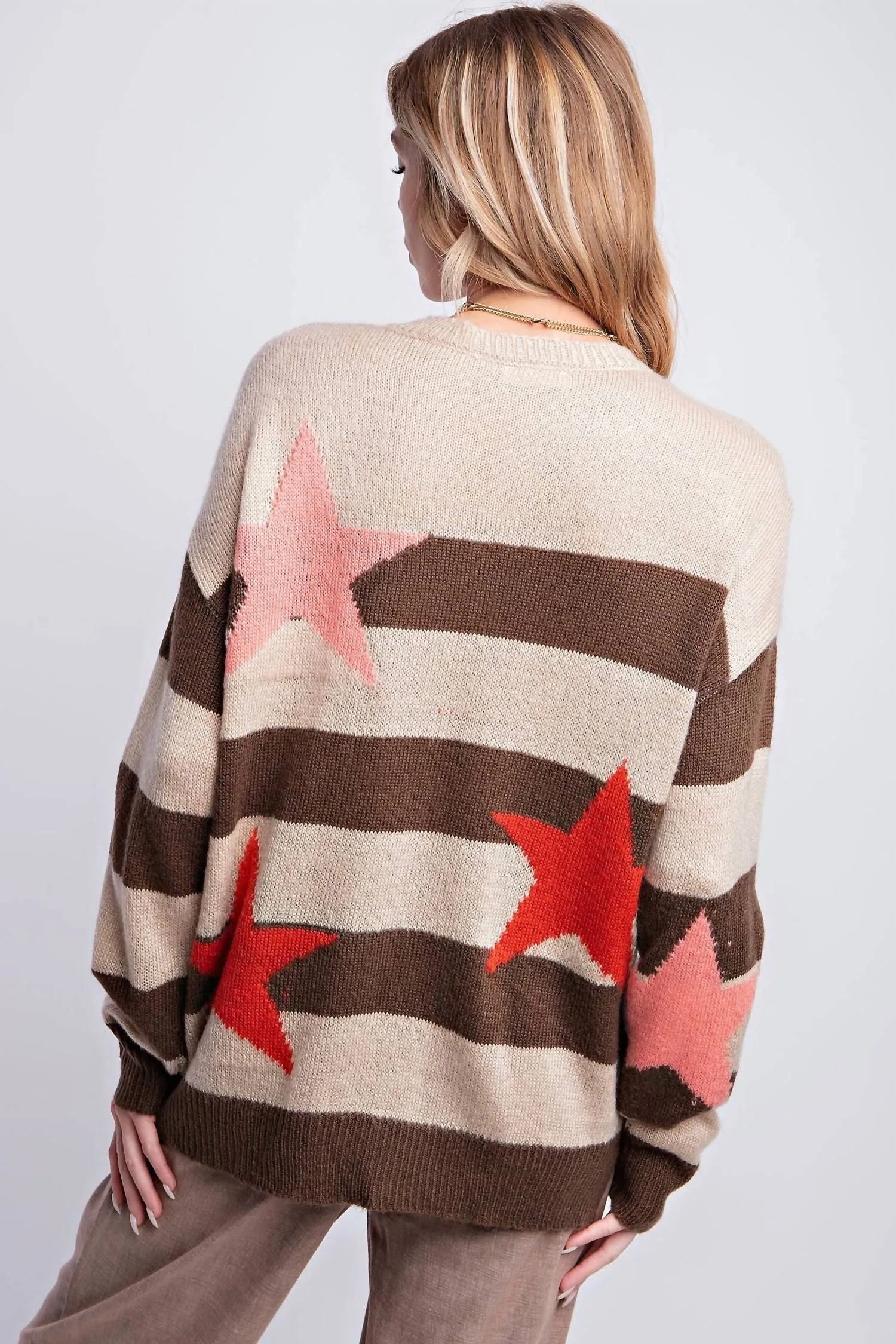 Star Stripe Sweater In Khaki Brown