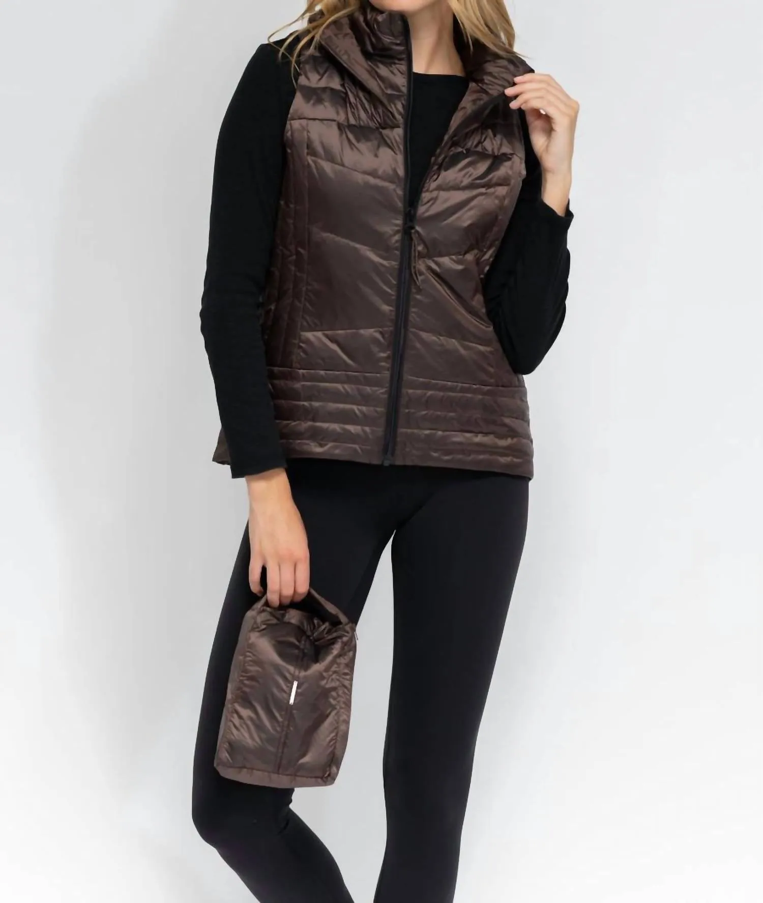 Stitched Fashion Vest In Chocolate