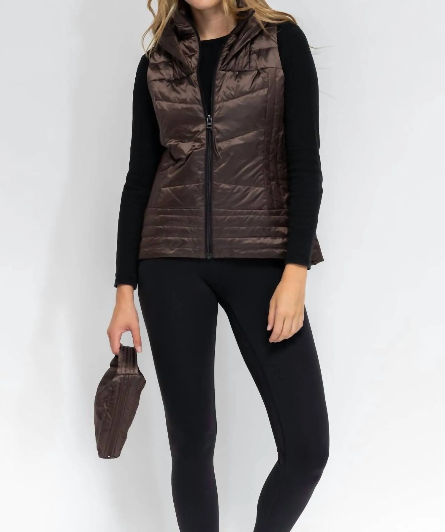 Stitched Fashion Vest In Chocolate