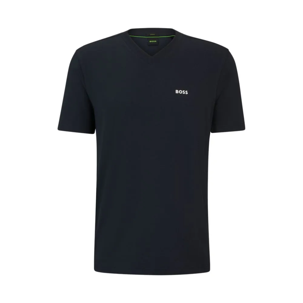 Stretch-cotton regular-fit T-shirt with contrast logo