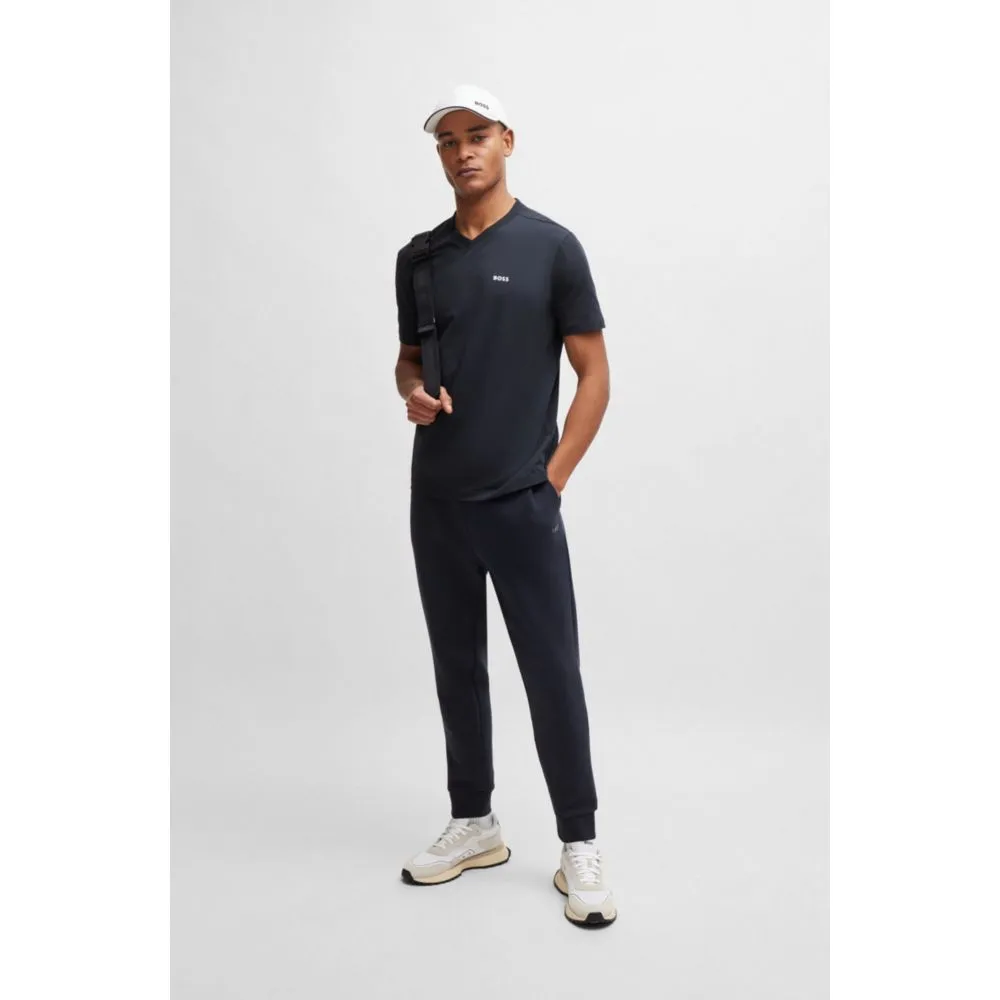 Stretch-cotton regular-fit T-shirt with contrast logo