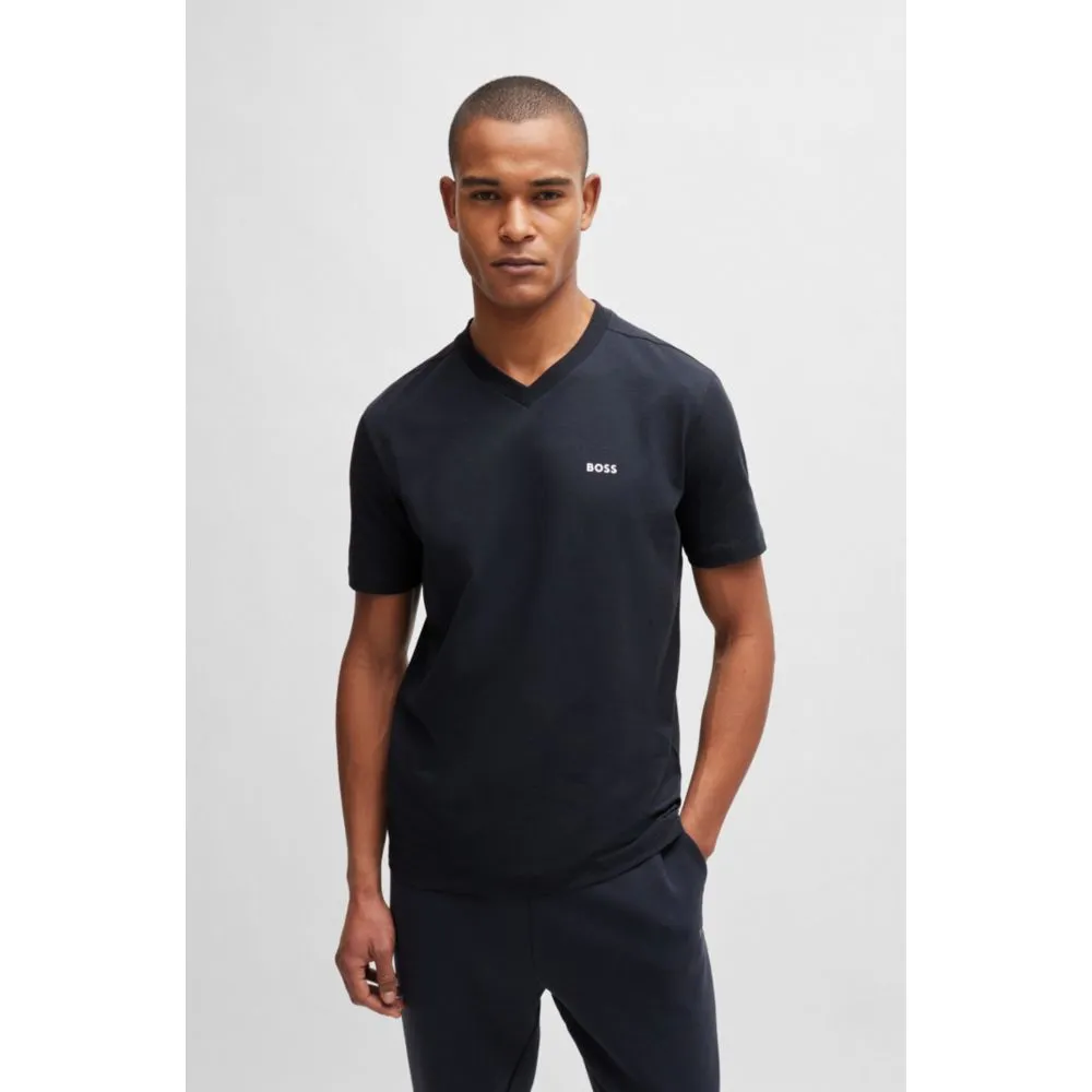 Stretch-cotton regular-fit T-shirt with contrast logo