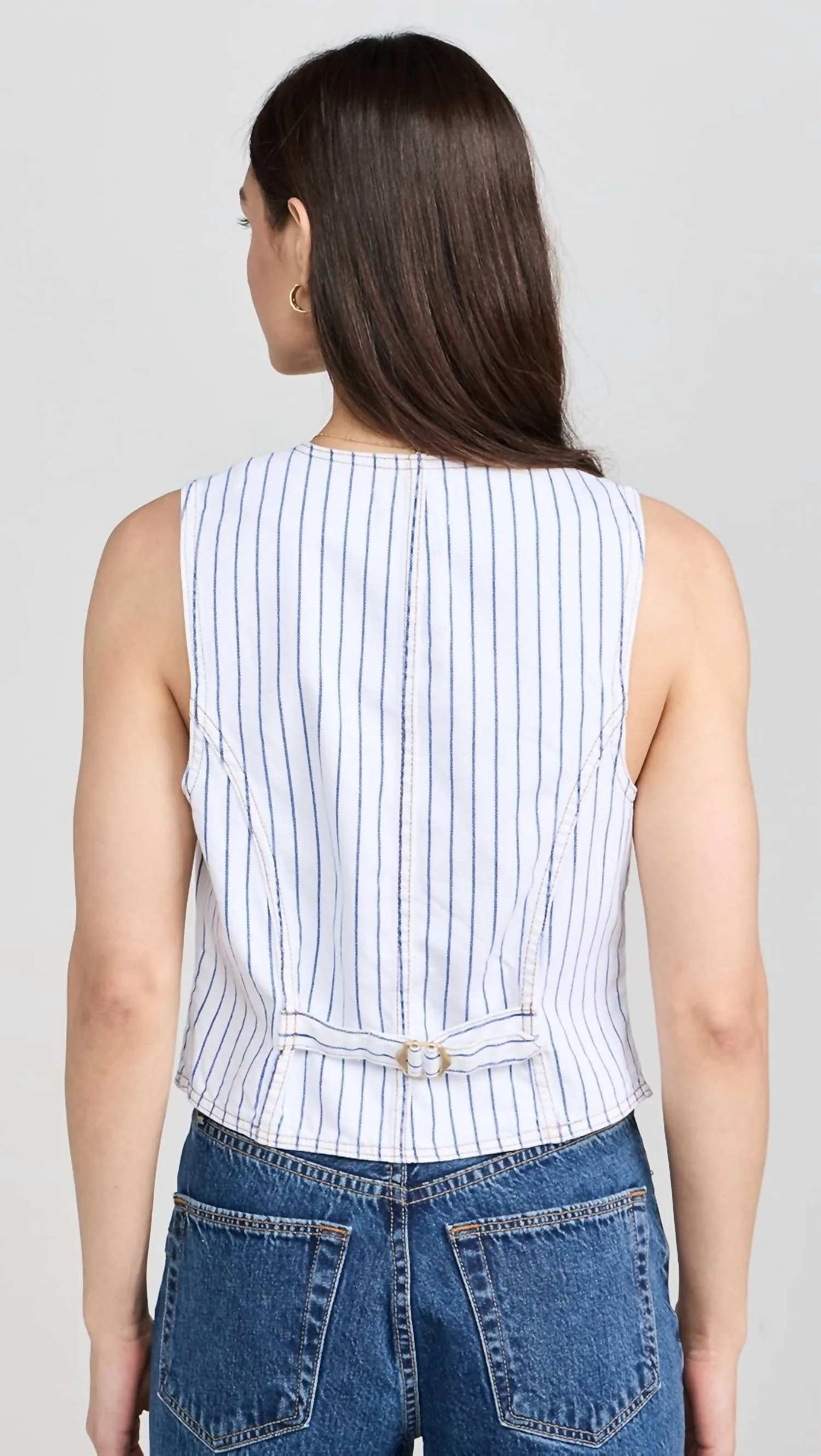 Stripe Button Front Vest In Nautical Stripe