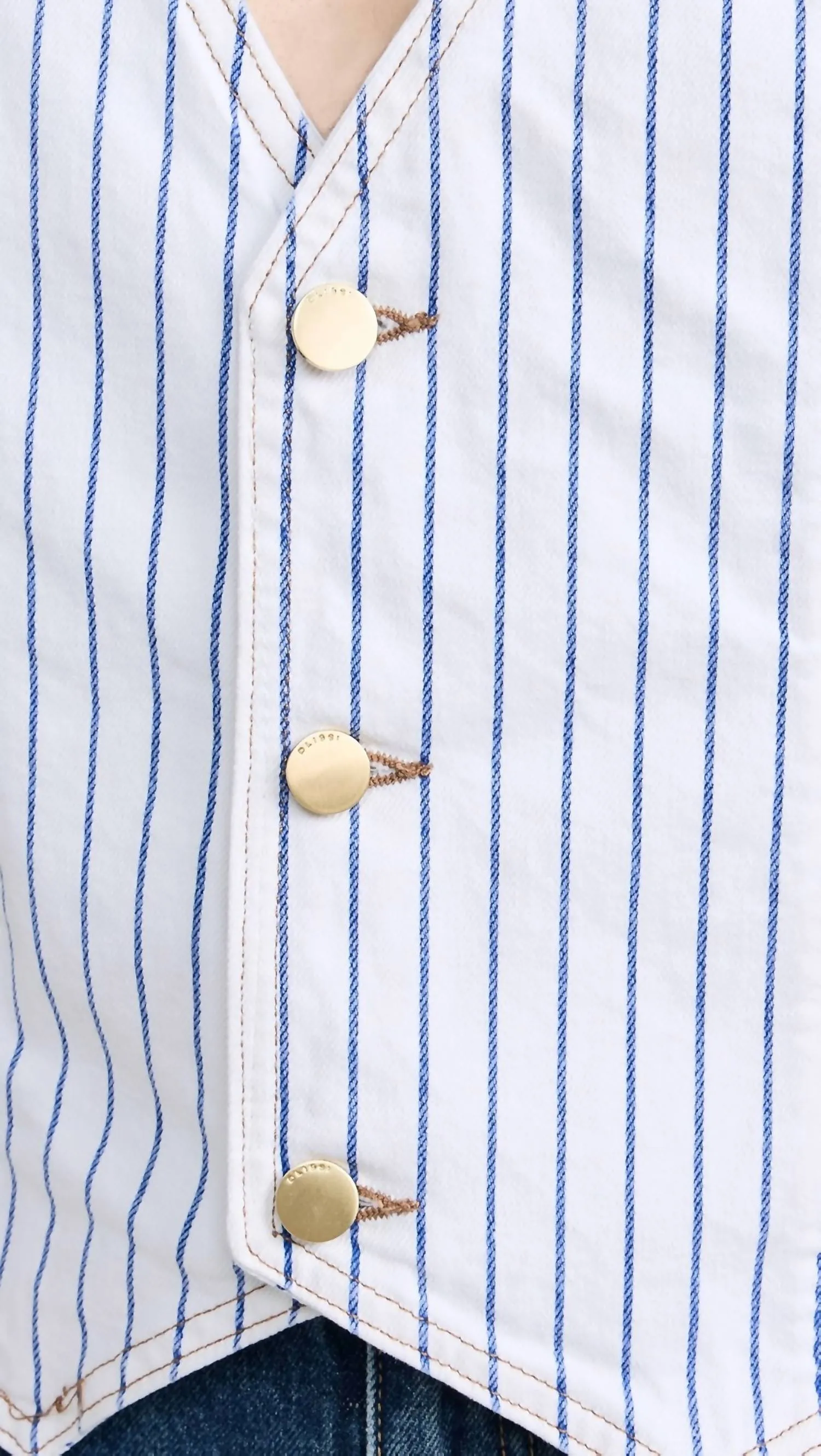 Stripe Button Front Vest In Nautical Stripe
