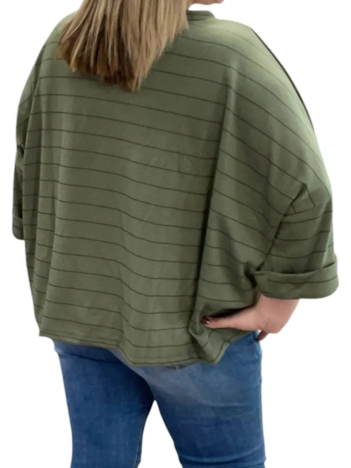 Striped Boxy Top In Olive