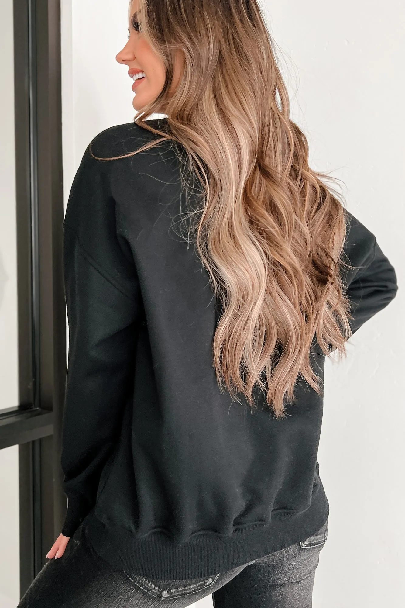 Sunshine State Of Mind Oversized Embroidered Sweatshirt (Black)