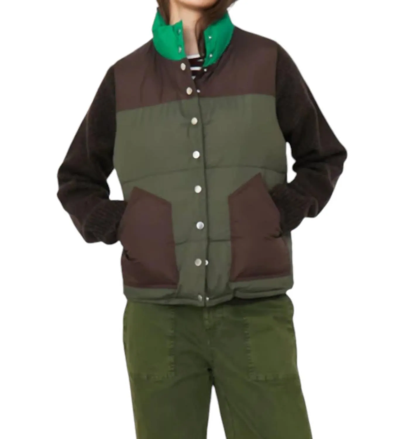 The Beckett Vest In Olive/chocolate/kelly Green
