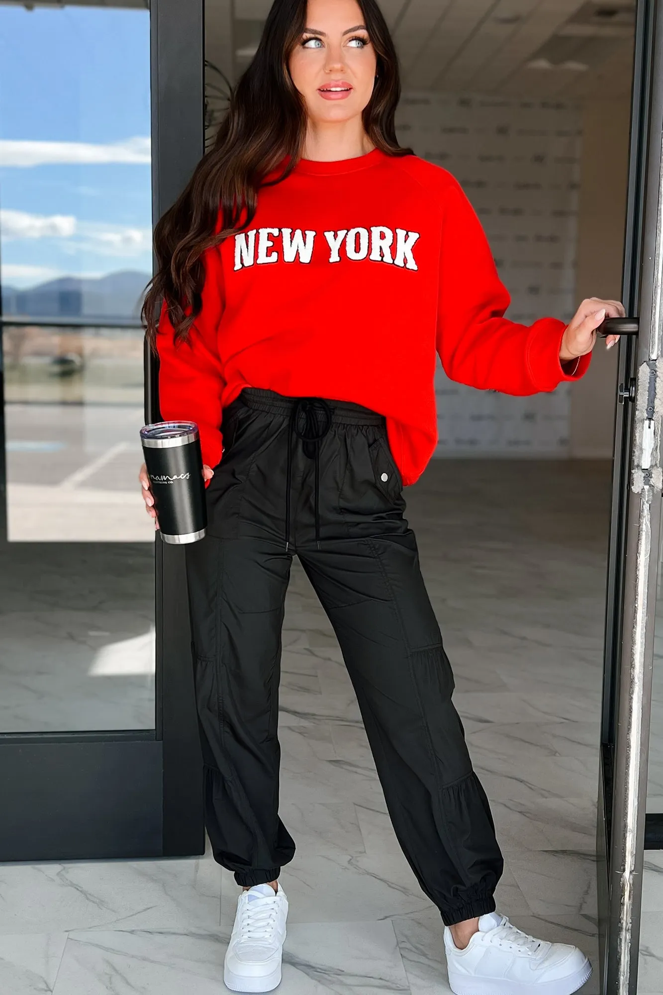 The City That Never Sleeps "New York" Raglan Sweatshirt (Red)