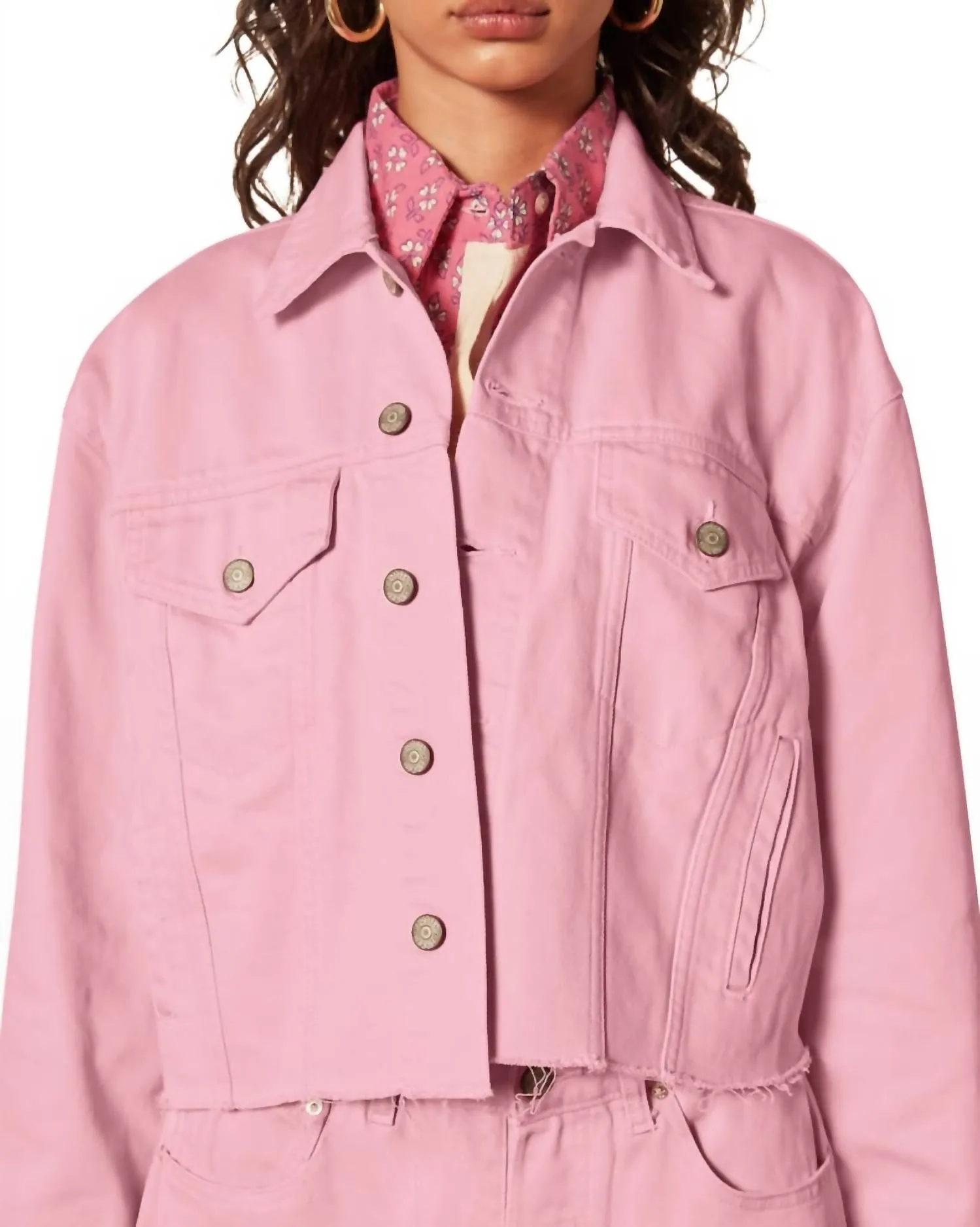 The Harvey Crop Jacket In Tickled Pink