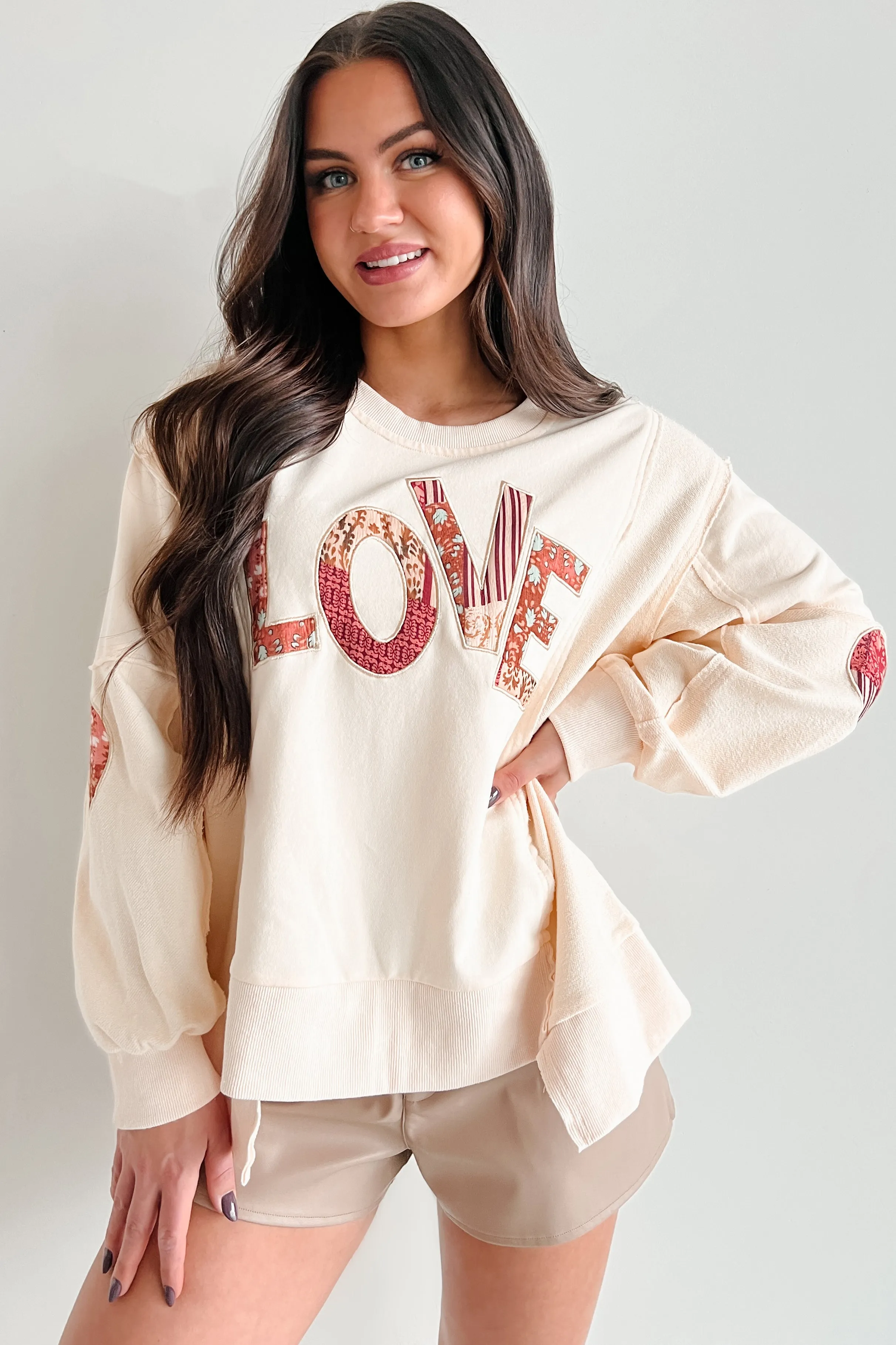 Those Are My Feelings Oversized Patchwork Top (Cream)