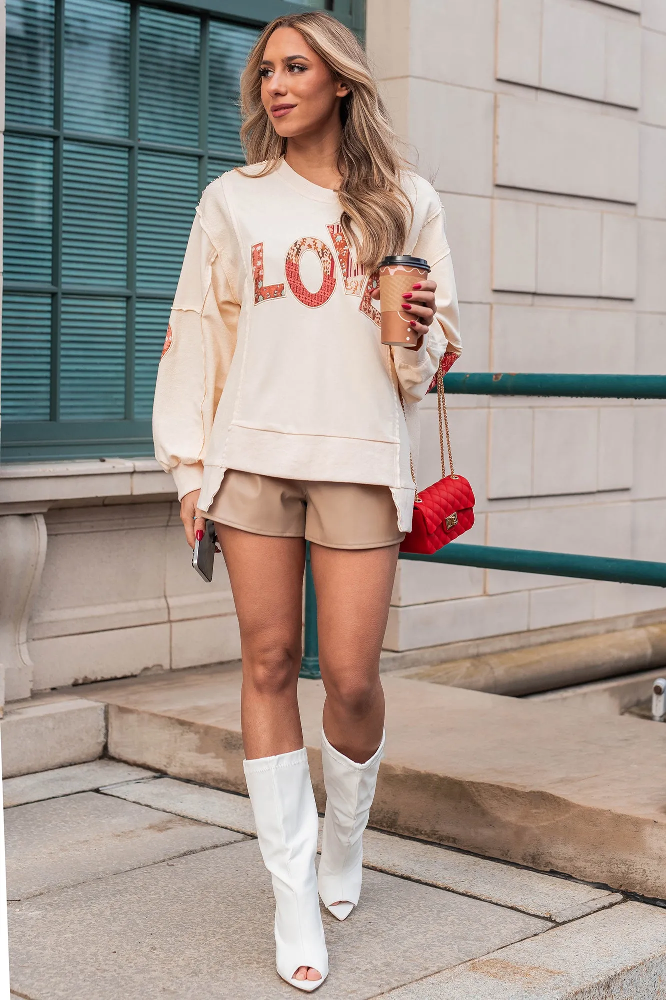 Those Are My Feelings Oversized Patchwork Top (Cream)