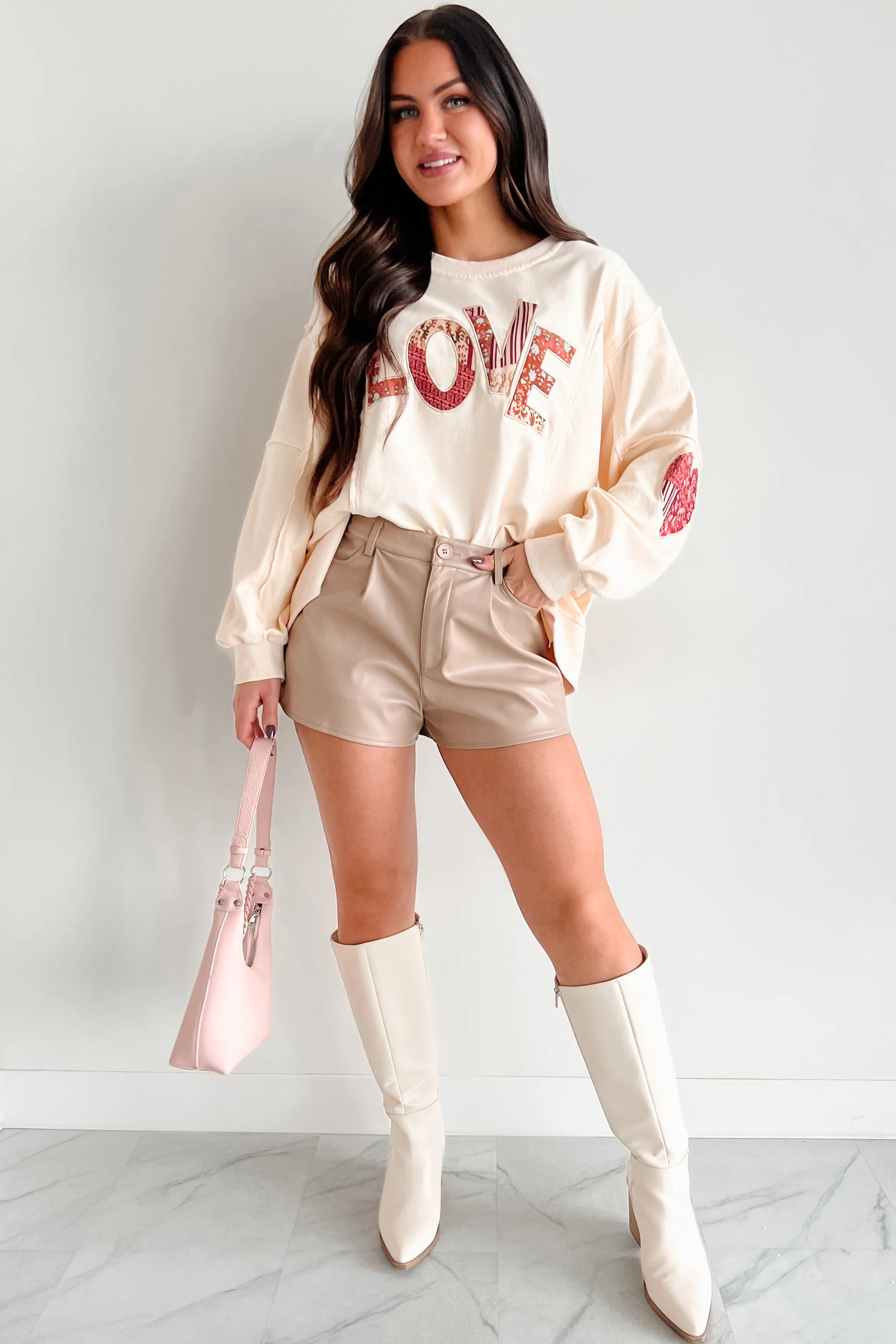 Those Are My Feelings Oversized Patchwork Top (Cream)
