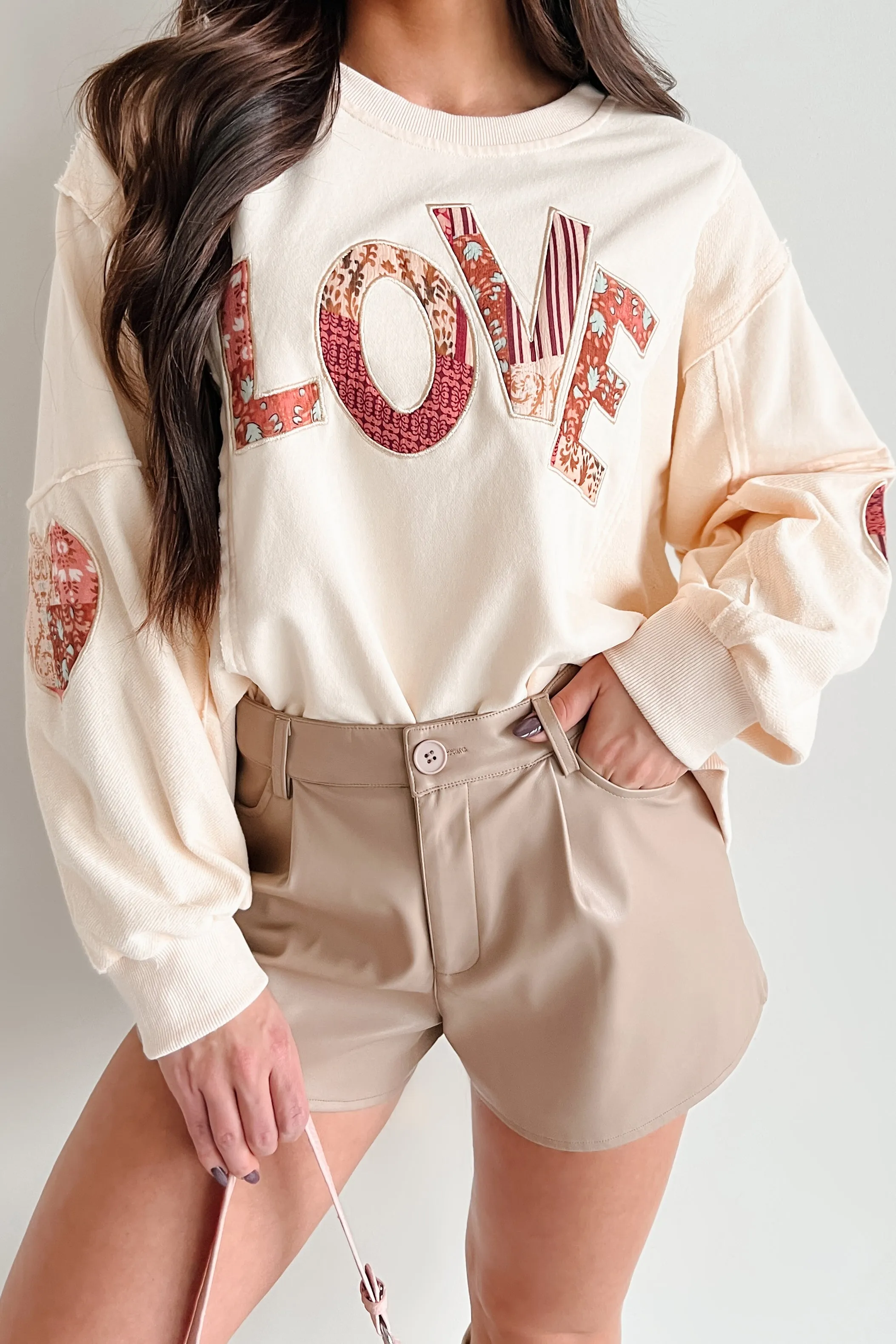 Those Are My Feelings Oversized Patchwork Top (Cream)