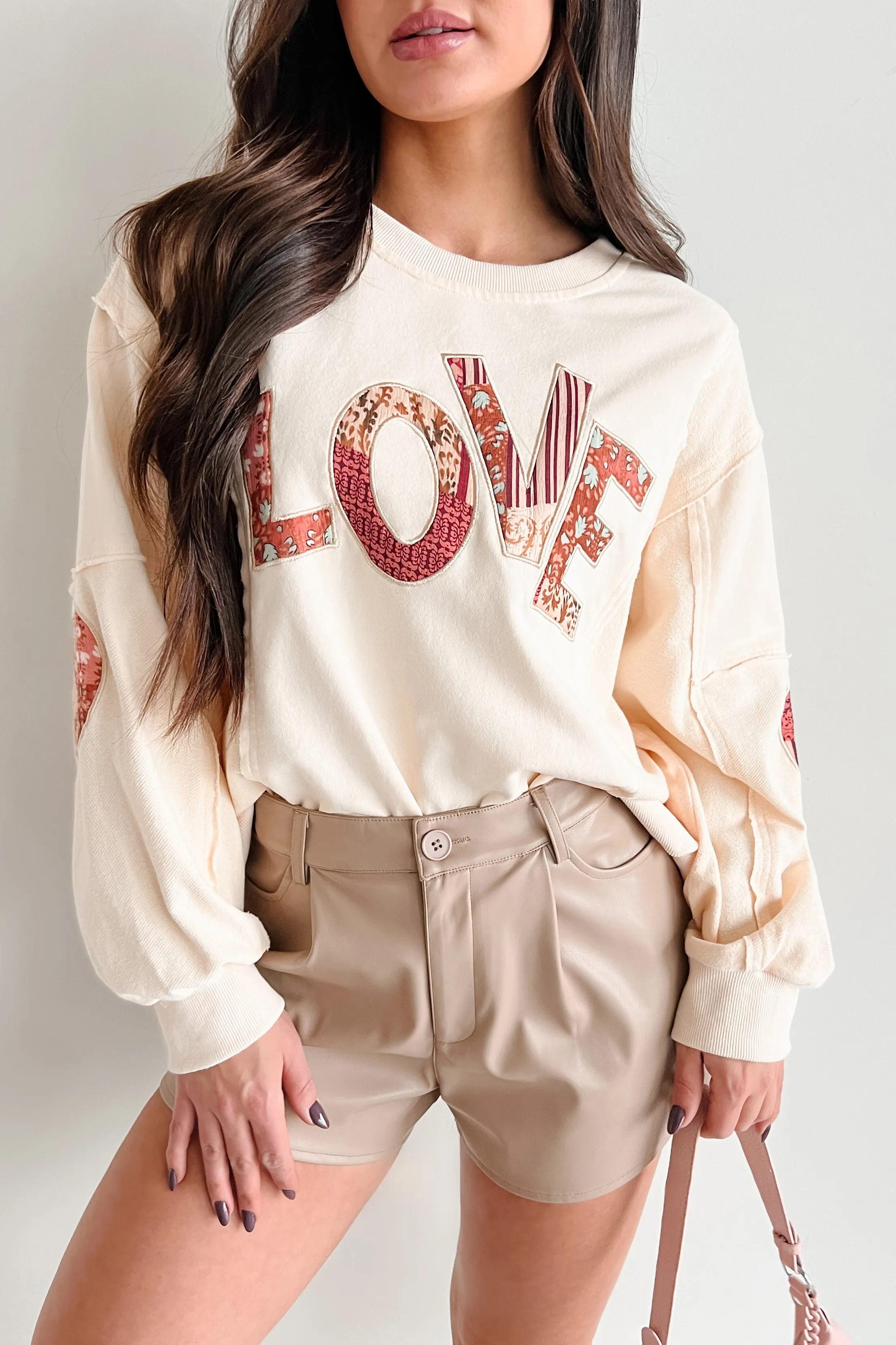 Those Are My Feelings Oversized Patchwork Top (Cream)