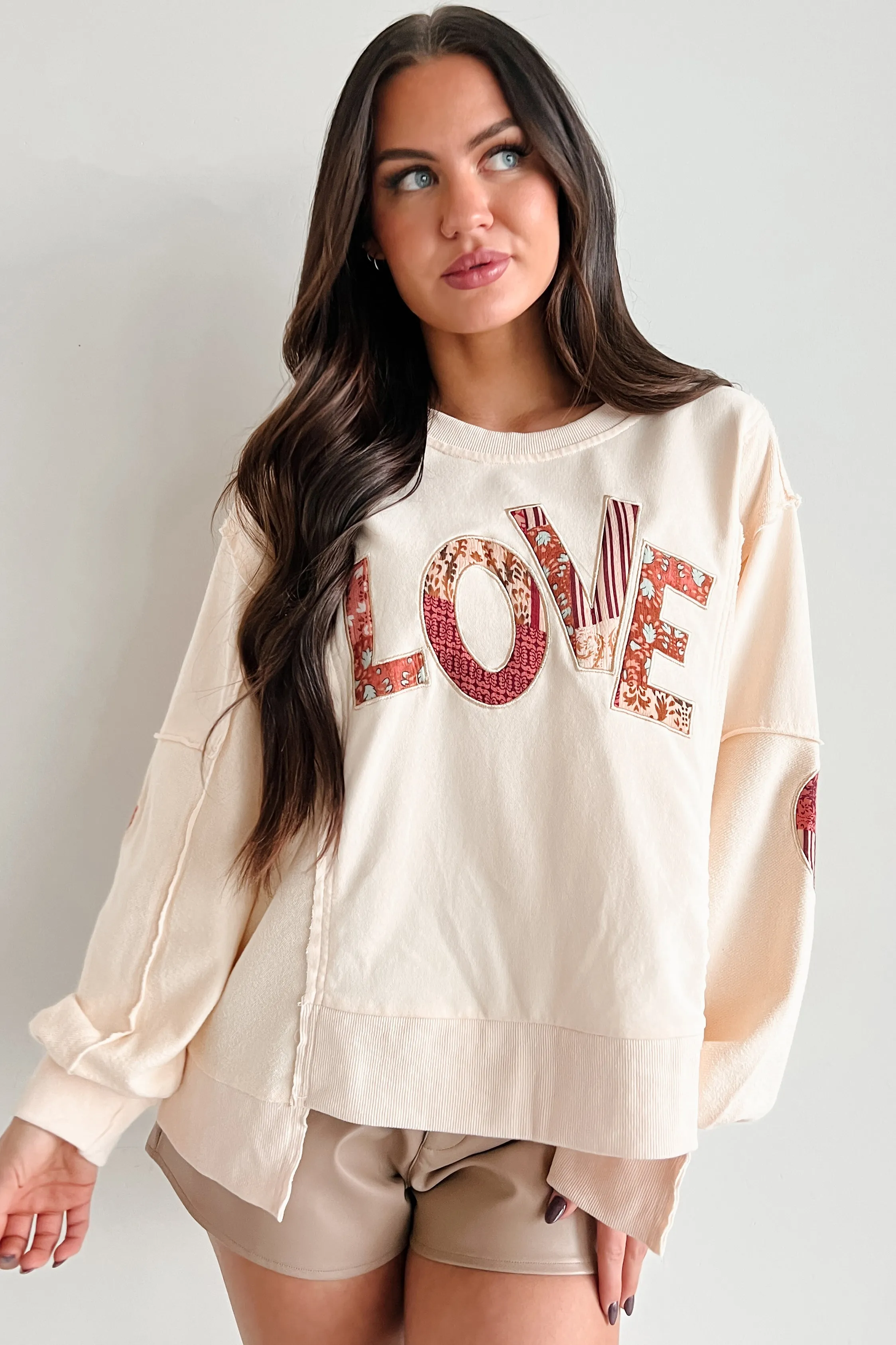 Those Are My Feelings Oversized Patchwork Top (Cream)