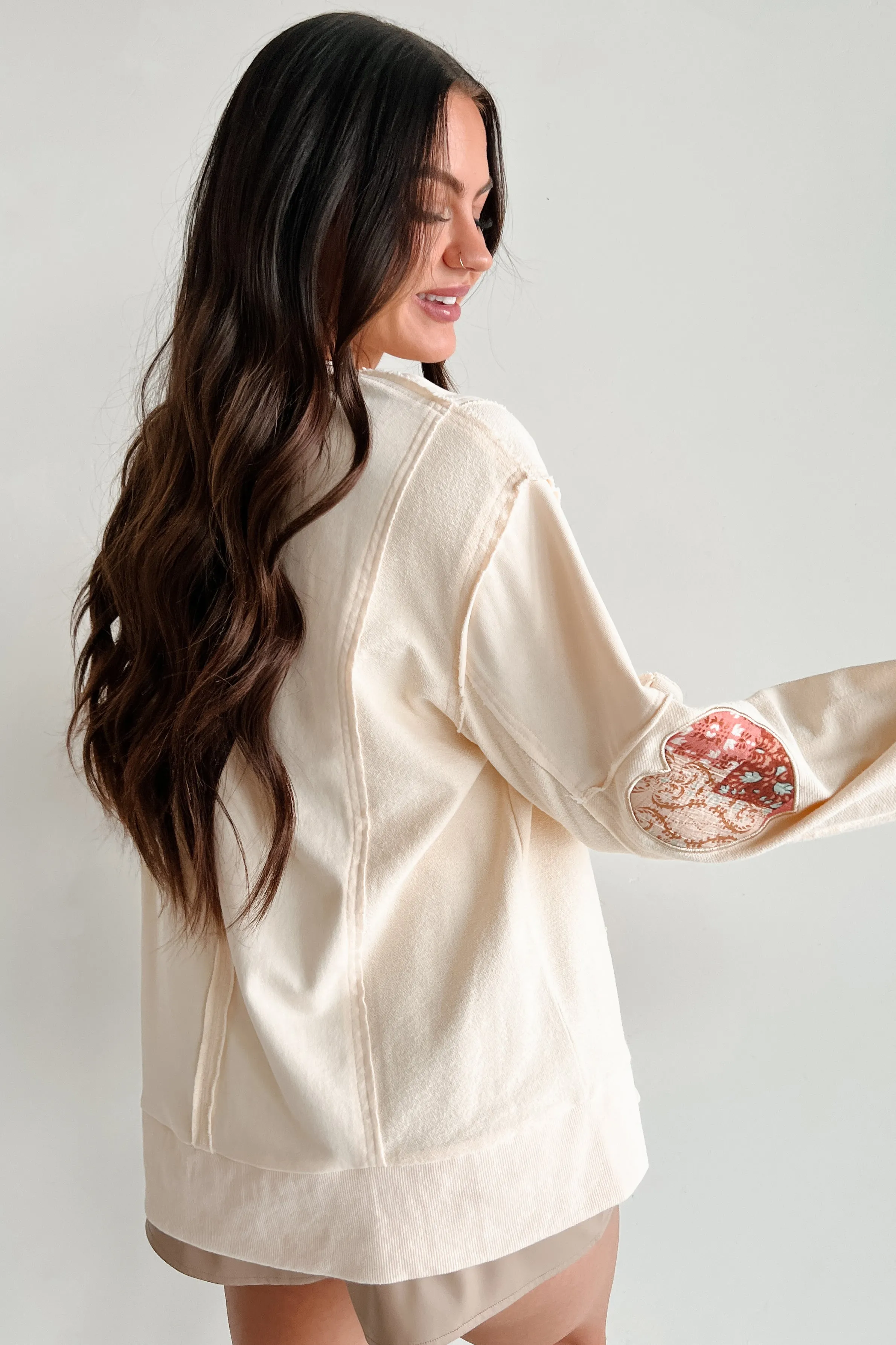 Those Are My Feelings Oversized Patchwork Top (Cream)