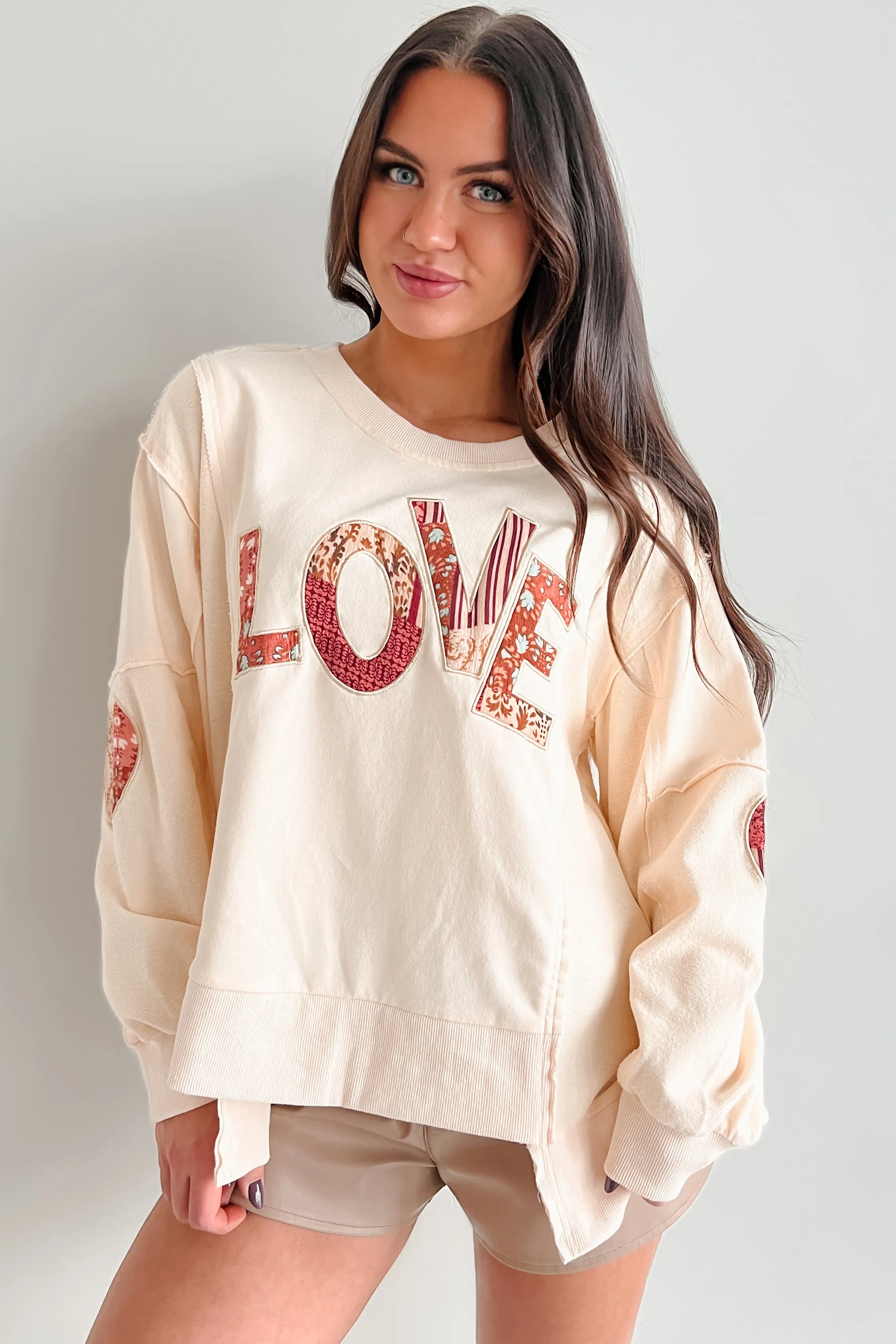 Those Are My Feelings Oversized Patchwork Top (Cream)