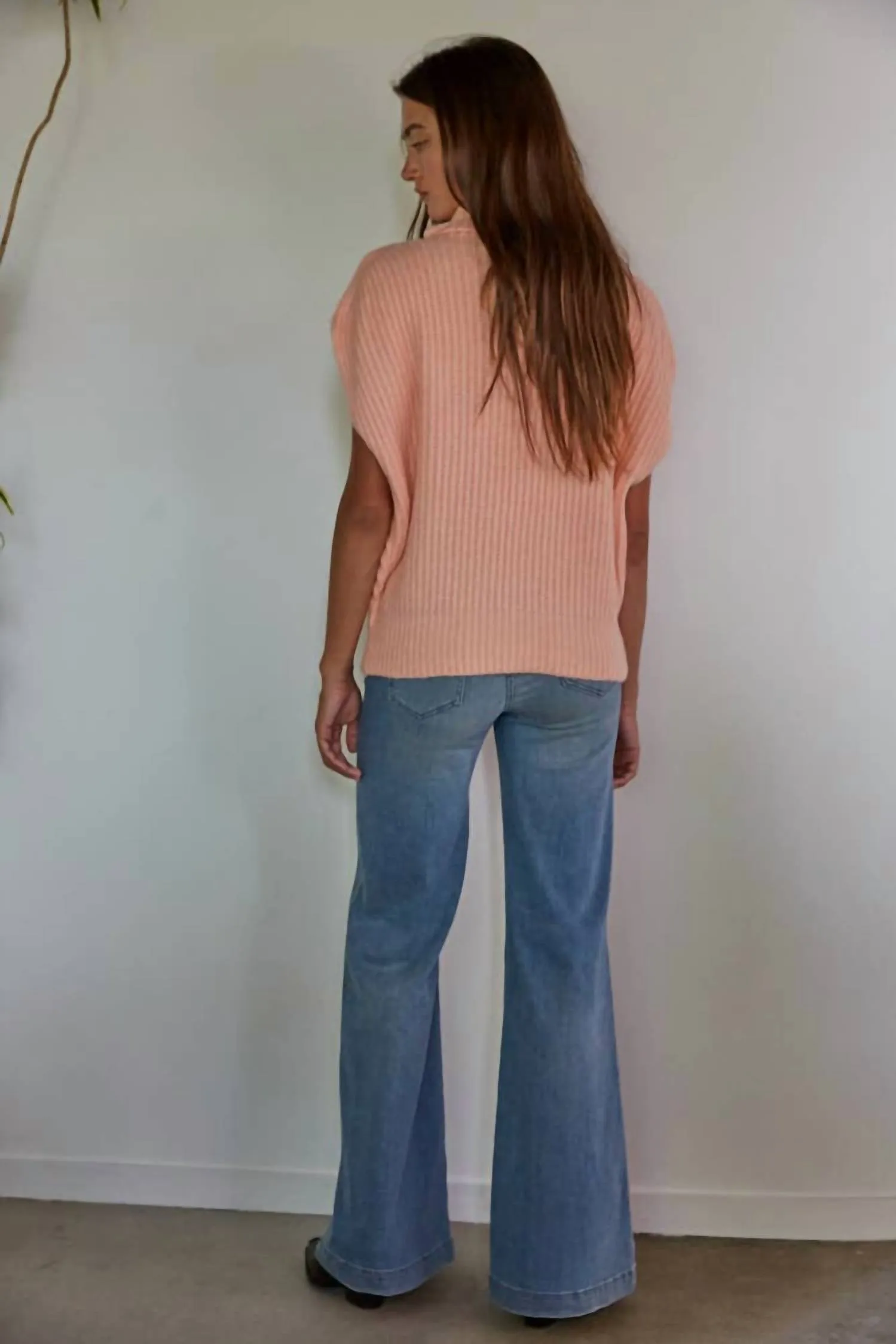 Turtleneck Sweater Top In Peach