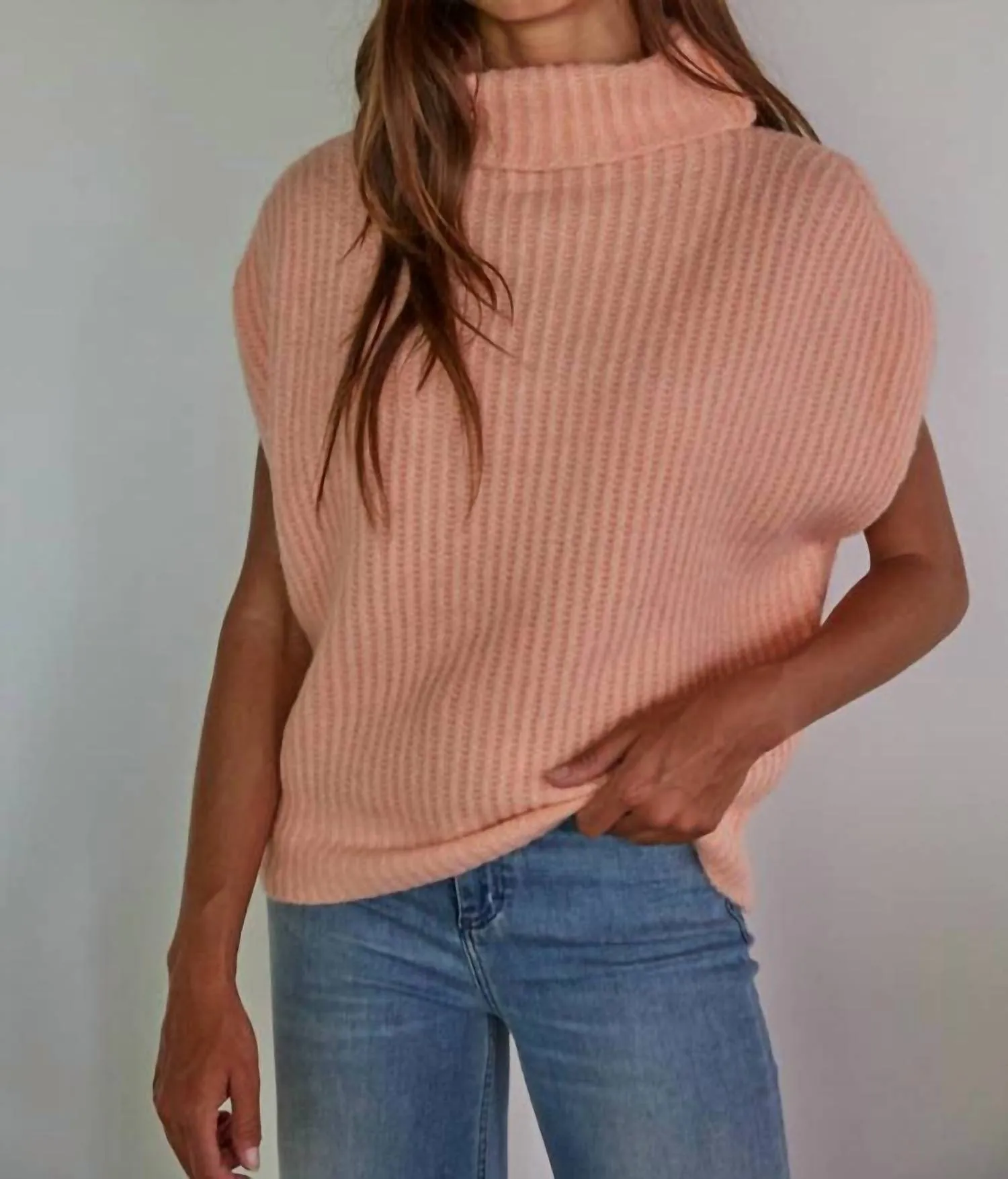 Turtleneck Sweater Top In Peach