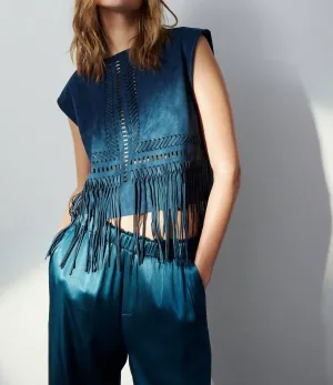 Vera Suede Top In Teal