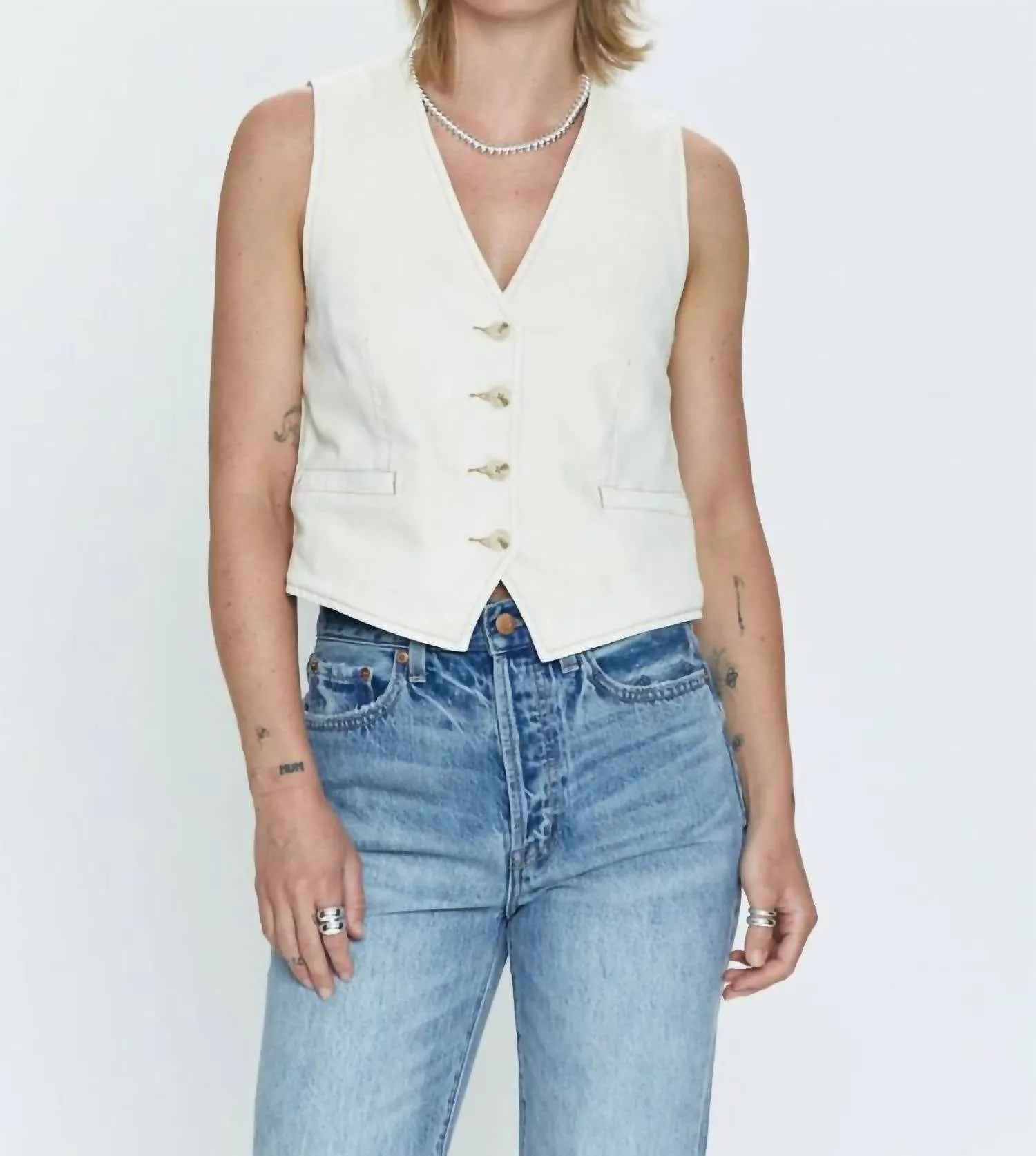Vero Denim Ves In Ecru