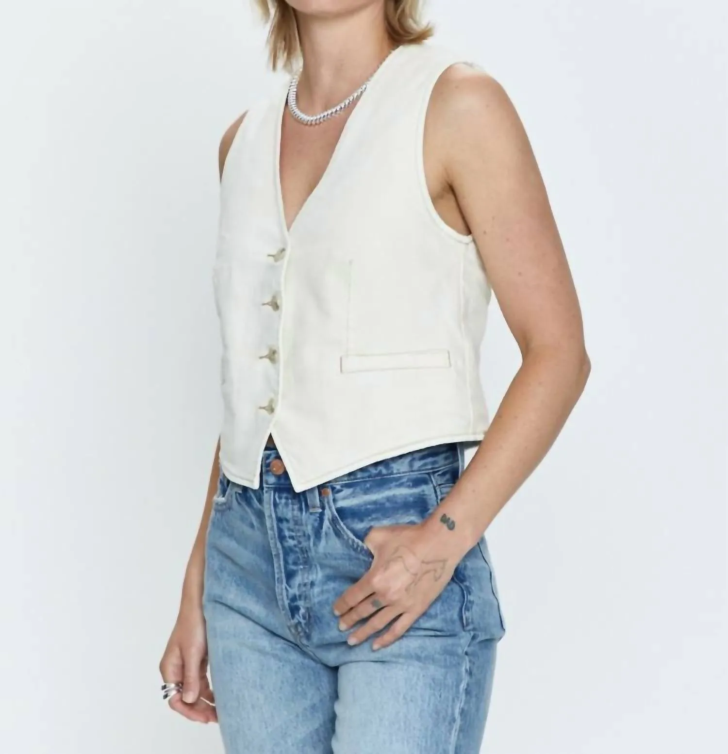 Vero Denim Ves In Ecru