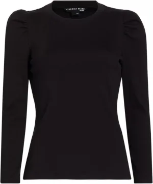 Veronica Beard Women's Britney Puff Sleeve Top, Black