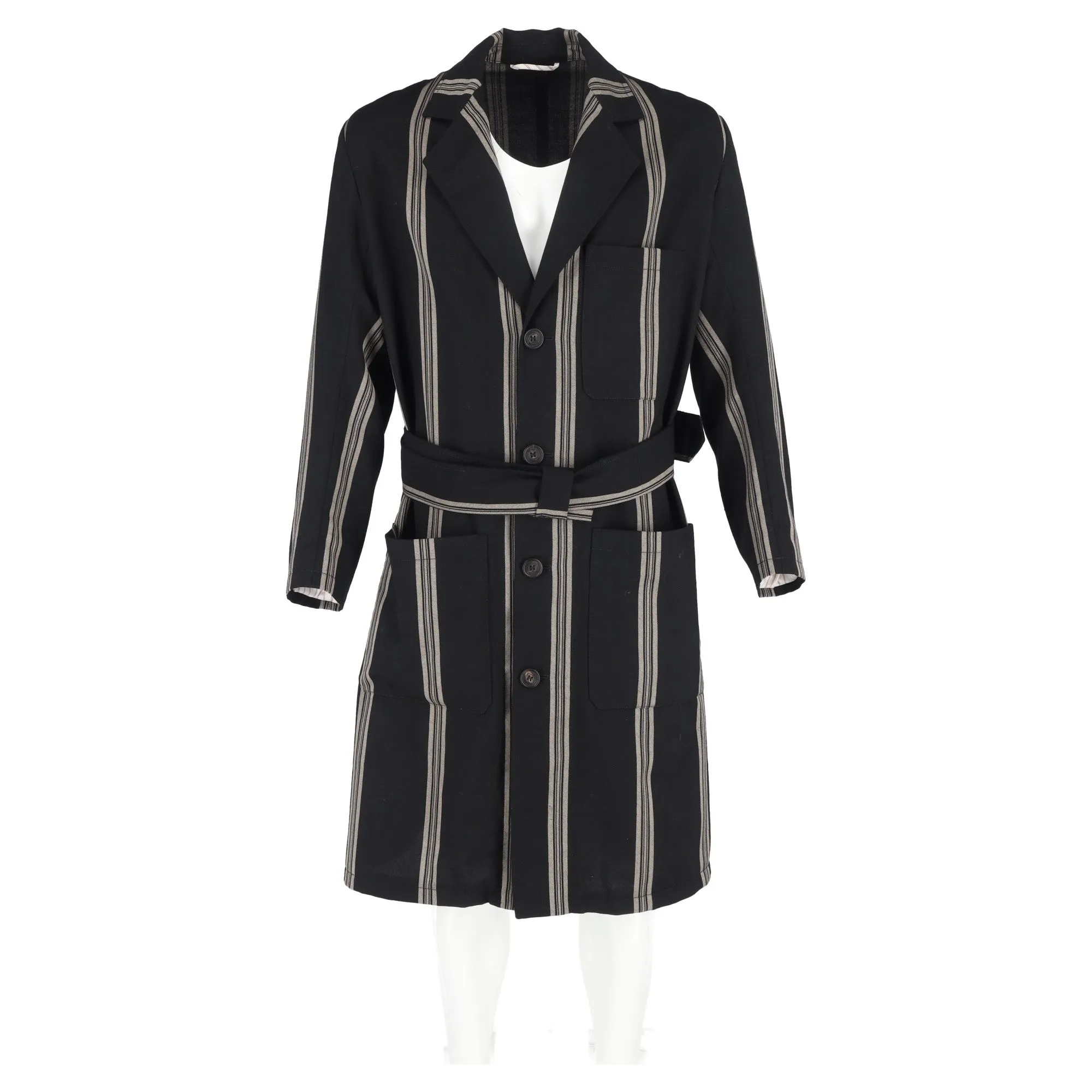 Vivienne Westwood Belted Striped Coat in Wool