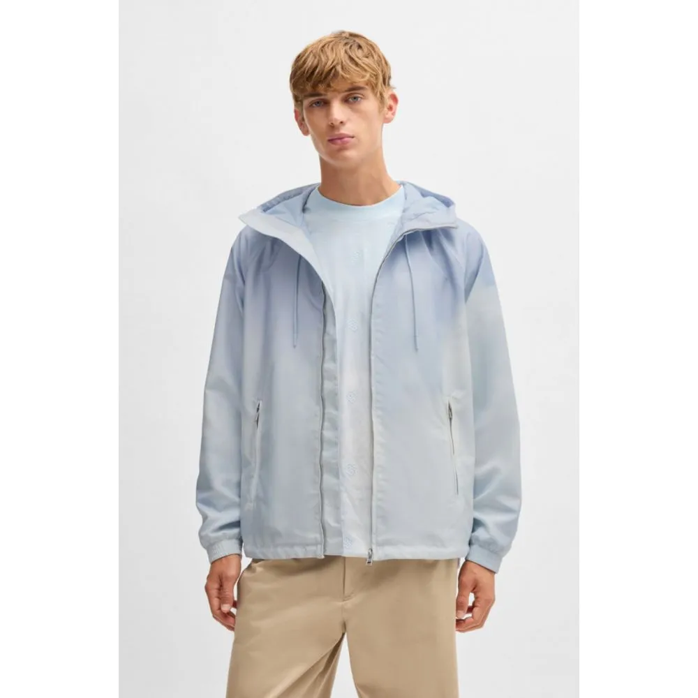 Water-repellent jacket with cloud artwork