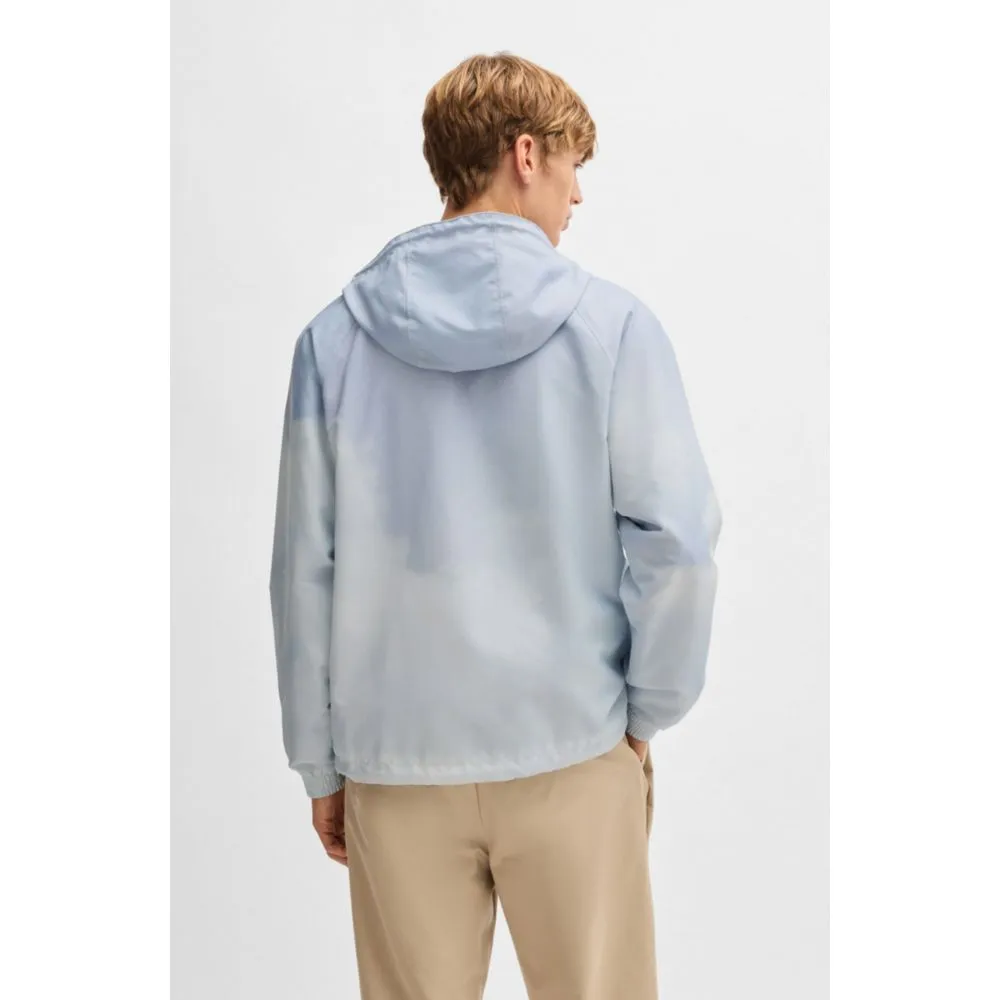 Water-repellent jacket with cloud artwork