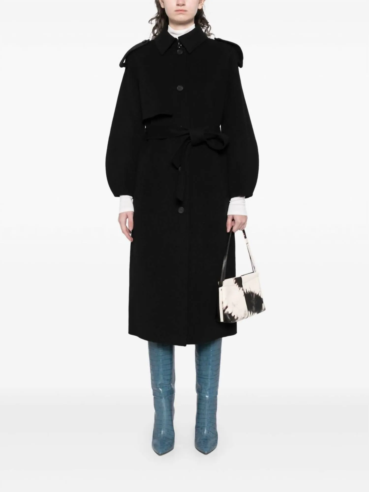 Women's Ceyla Belted Wool Felt Belted Coat In Black