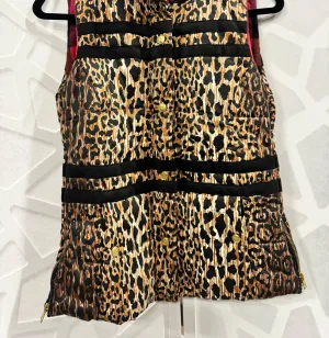 Women's Cheetah Print Puffer Vest In Brown