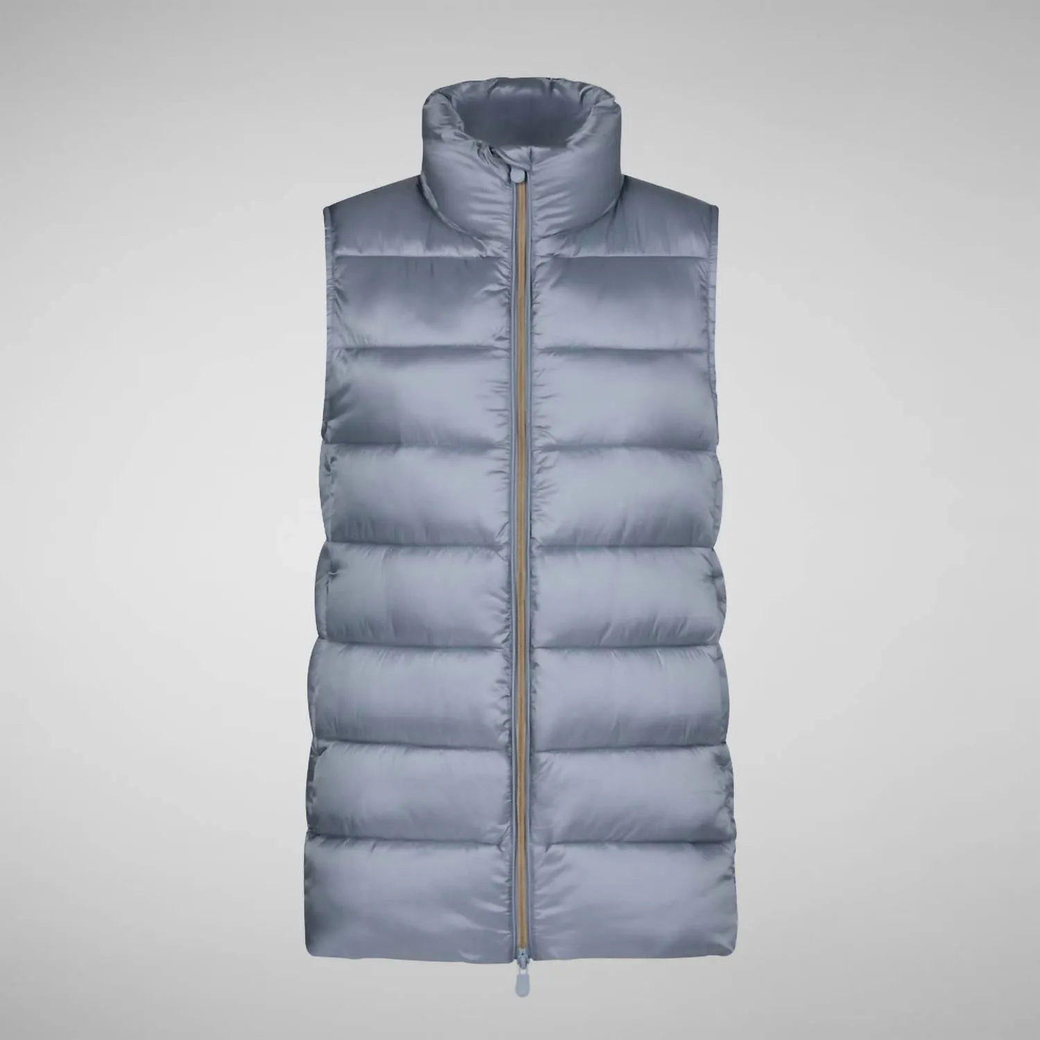 Womens Coral Puffer Vest In Blue Fog