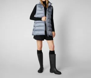 Womens Coral Puffer Vest In Blue Fog