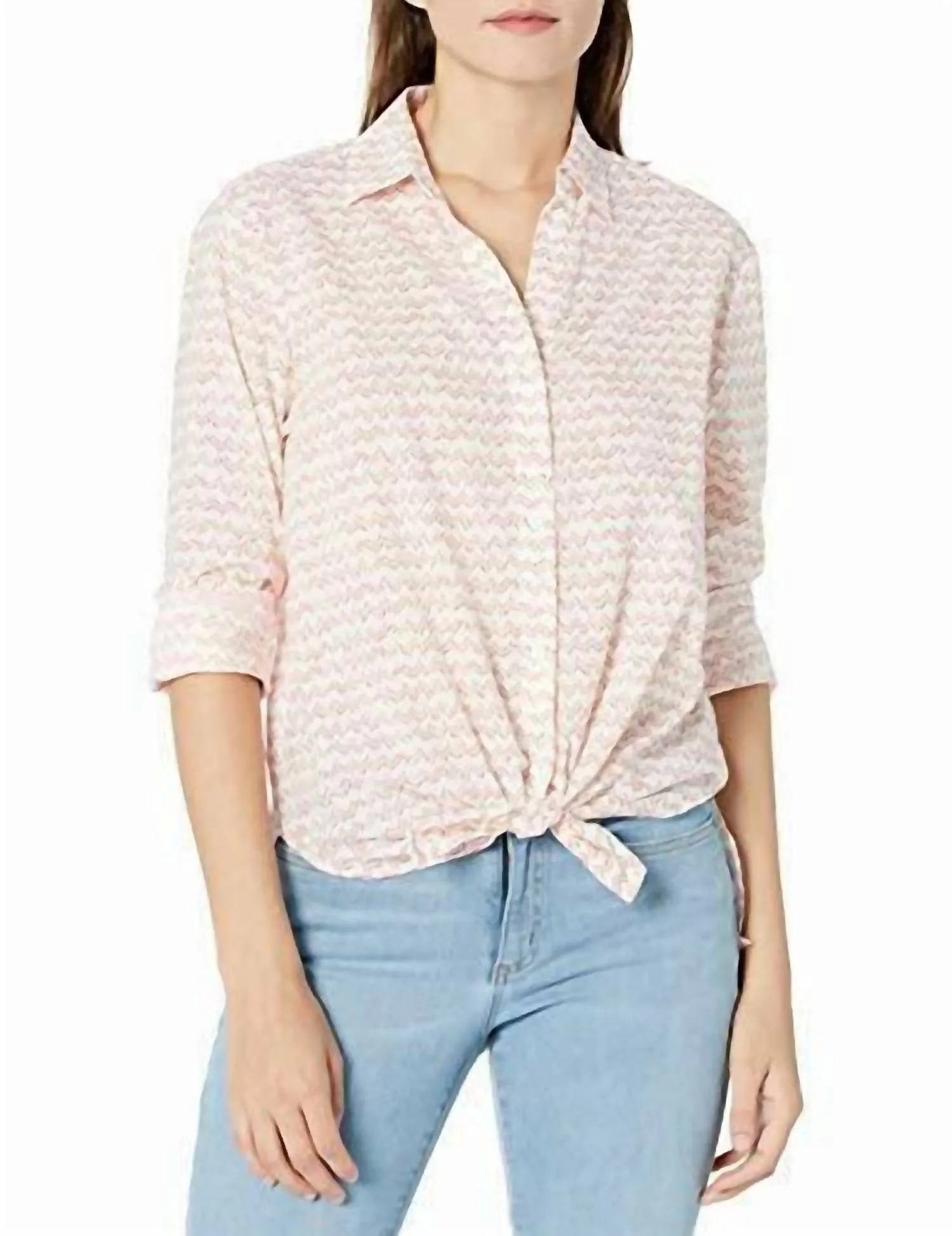 Women's Sand Dunes Print Classic Lawn Shirt In White