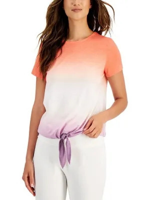 Womens Tropical Fade Tie Front T-Shirt,Multi