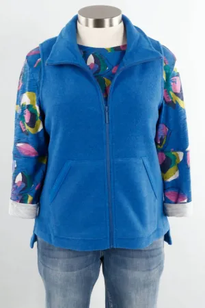Zip Front Cozy Fleece Vest In Eclipse