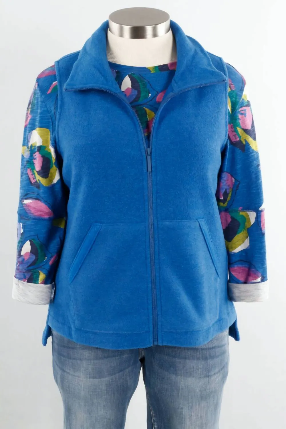 Zip Front Cozy Fleece Vest In Eclipse